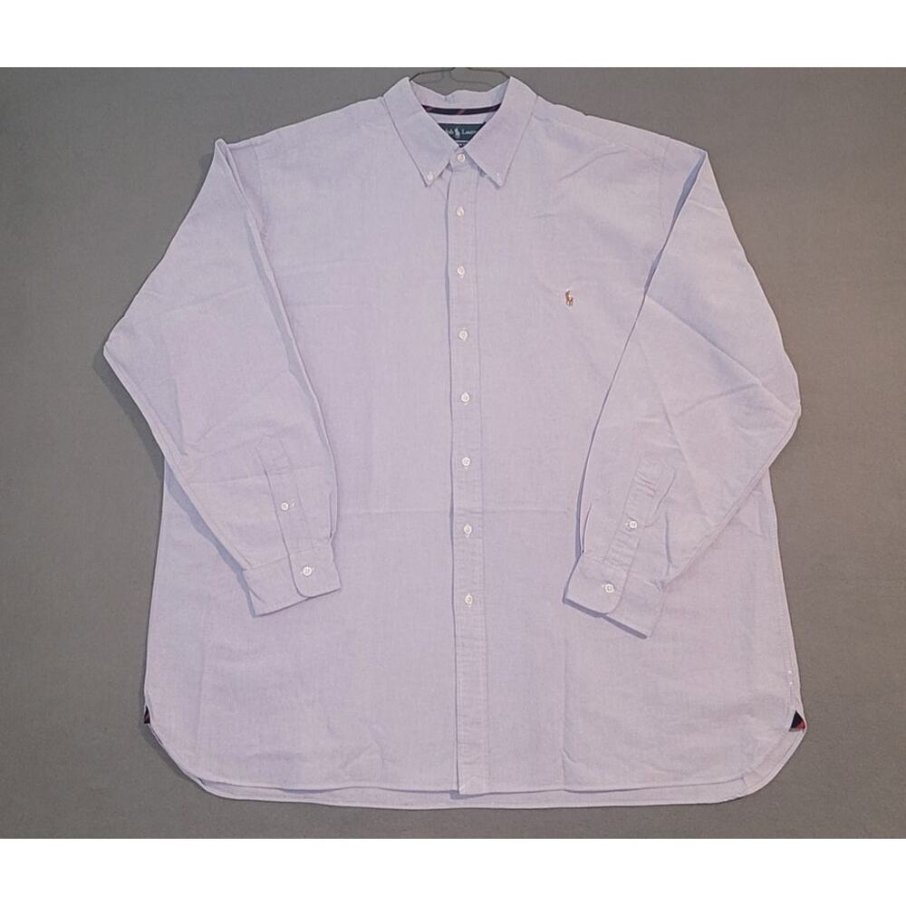 Ralph Lauren Chambray Button Down Shirt 3XLT Purple Pony Big Tall Oxford